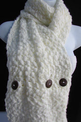 New Women Scarf Fashion Soft Fabric Winter Black / White Wide Shawl 3 Brown Wood Buttons - alwaystyle4you - 20